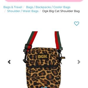 DGK Leopard Print Crossbody Bag with Red and Green Straps